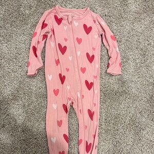 Kyte BABY Pink Heart-Print Footed One-Piece